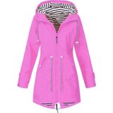 Women Waterproof Rain Jacket Hooded Raincoat  Size:XXXL(Rose Red)