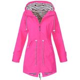Women Waterproof Rain Jacket Hooded Raincoat  Size:XXXL(Rose Red)