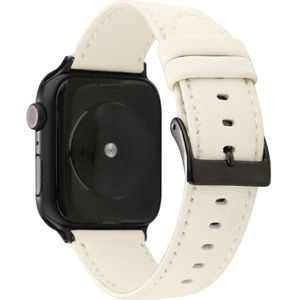 For Apple Watch Series 5 & 4 40mm / 3 & 2 & 1 38mm Cowhide Texture Leather Watchband(White)
