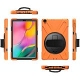 For Samsung Galaxy Tab A 10.1 (2019) T515 / T510 Shockproof Colorful Silicone + PC Protective Case with Holder & Shoulder Strap & Hand Strap(Orange)