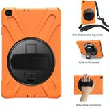 For Samsung Galaxy Tab A 10.1 (2019) T515 / T510 Shockproof Colorful Silicone + PC Protective Case with Holder & Shoulder Strap & Hand Strap(Orange)