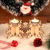6 PCS  Wooden Christmas Small Candle Holder Christmas Ornament