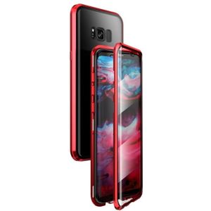 For Samsung Galaxy S8+ Magnetic Metal Frame Double-sided Tempered Glass Case(Red)