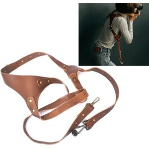 Quick Release Anti-Slip Shoulder Genuine Leather Harness Camera Strap with Metal Hook for SLR / DSLR Cameras (Right Shoulder)