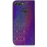 For Huawei Enjoy 7S / Honor 9 Lite Solid Color Colorful Magnetic Buckle Horizontal Flip PU Leather Case with Holder & Card Slots & Wallet & Lanyard(Purple)