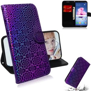 For Huawei Enjoy 7S / Honor 9 Lite Solid Color Colorful Magnetic Buckle Horizontal Flip PU Leather Case with Holder & Card Slots & Wallet & Lanyard(Purple)