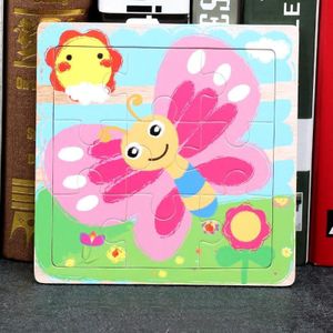 5 PCS KBX-017 Kinderen houten foto puzzel baby vroeg onderwijs speelgoed (Butterfly)