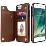 Retro PU Leather Case Multi Card Holders Phone Cases For iPhone 6 6s 7 8 Plus 5S SE  iPhone X XS Max XR  Samsung S7 S8 S9 S10 For iPhone 7 8 Plus(Brown)