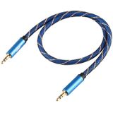 EMK 3.5mm Male to Male Grid Nylon Braided Audio Cable for Speaker / Notebooks / Headphone  Length: 0.5m (Blue)