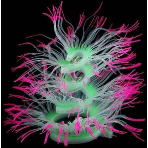Aquarium Fish Tank Landscaping Decoration Silica Gel Simulation Software Coral Fluorescent Anemone  Size: 100cm(Pink)