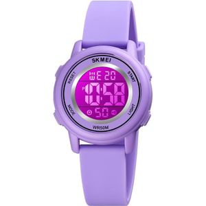 SKMEI 1721 Triplicate Round Dial LED Digital Display Luminous Silicone Strap Electronic Watch(Purple)