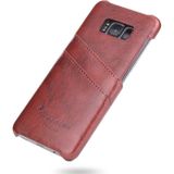 Fierre Shann Retro Oil Wax Texture PU Leather Case for Galaxy S8  with Card Slots(Red)