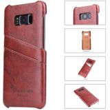 Fierre Shann Retro Oil Wax Texture PU Leather Case for Galaxy S8  with Card Slots(Red)