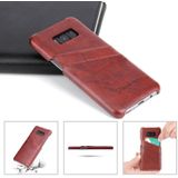 Fierre Shann Retro Oil Wax Texture PU Leather Case for Galaxy S8  with Card Slots(Red)