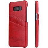 Fierre Shann Retro Oil Wax Texture PU Leather Case for Galaxy S8  with Card Slots(Red)