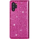 For Samsung Galaxy Note 10 Plus Ultrathin Glitter Magnetic Horizontal Flip Leather Case with Holder & Card Slots(Rose Red)