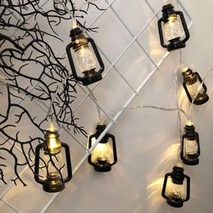1.5m 10LEDs Christmas Lantern Festival Decoration Retro Kerosene Lamp LED String(Black)