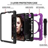 For iPad Air 2020 10.9 360 Degree Rotation PC + Silicone Shockproof Combination Case with Holder & Hand Grip Strap & Neck Strap & Pen Slot Holder(Purple)