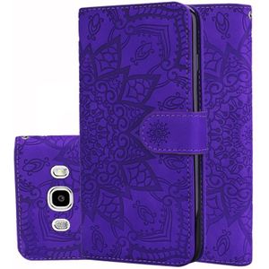 Calf Pattern Double Folding Design Embossed Leather Case with Wallet & Holder & Card Slots for Galaxy J5 (2016) / J510(Purple)