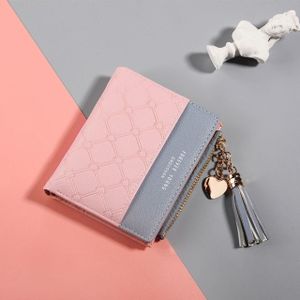 Cute Fashion Purse Leather Long Zip Wallet Coin Card Holder Soft Leather Phone Card Female Clutch(water pink)