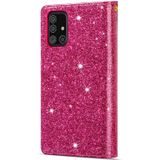 For Samsung Galaxy A81 / Note 10 Lite / M60s Multi-card Slots Starry Sky Laser Carving Glitter Zipper Horizontal Flip Leather Case with Holder & Wallet & Lanyard(Rose Red)