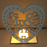 2 PCS Creative Heart Shaped Wooden Decoration Romantic Wooden Sign LED Candle Light(JM01454)