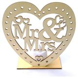 2 PCS Creative Heart Shaped Wooden Decoration Romantic Wooden Sign LED Candle Light(JM01454)