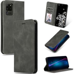 For Galaxy S20 Ultra Retro Skin Feel Business Magnetic Horizontal Flip Leather Case(Dark Grey)