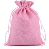 50 PCS Multi size Linen Jute Drawstring Gift Bags Sacks Wedding Birthday Party Favors Drawstring Gift Bags  Size:10x14cm(Pink)