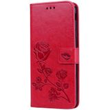 Rose Embossed Horizontal Flip PU Leather Case for Samsung Galaxy J4 Plus  with Holder & Card Slots & Wallet (Red)