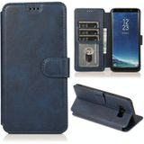 For Samsung Galaxy S8 Calf Texture Magnetic Buckle Horizontal Flip Leather Case with Holder & Card Slots & Wallet & Photo Frame(Blue)