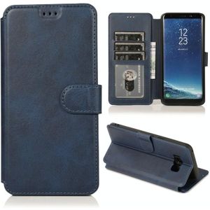 For Samsung Galaxy S8 Calf Texture Magnetic Buckle Horizontal Flip Leather Case with Holder & Card Slots & Wallet & Photo Frame(Blue)