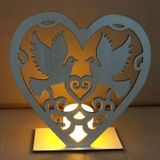 2 PCS Creative Heart Shaped Wooden Decoration Romantic Wooden Sign LED Candle Light(JM01453)