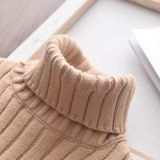 Autumn and Winter Girls Mid-length Split Sweater Turtleneck Sweater (Color:Beige Size:90cm)