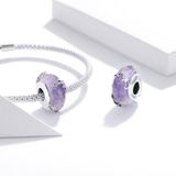 S925 Sterling Silver Flower Purple Blass Beads DIY Bracelet Necklace Accessories