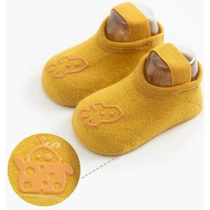 4 Pairs Baby Socks Cartoon Print Glue Strap Baby Anti-Slip Floor Socks Size: M 1-3 Years Old(Yellow)