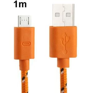 Nylon Netting Style Micro 5 Pin USB Data Transfer / Charge Cable for Galaxy S IV / i9500 / S III / i9300 / Note II / N7100 / Nokia / HTC / Blackberry / Sony  Length: 1m(Orange)