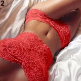 3 PCS Corset Lace Brassiere Push Up Vest Top Bra and Panty Set Underwear set  Cup Size:M(Red)