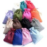 50 PCS Multi size Linen Jute Drawstring Gift Bags Sacks Wedding Birthday Party Favors Drawstring Gift Bags  Size:17x23cm(Purple)