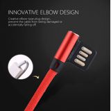1m 2.4A Output USB to 8 Pin Double Elbow Design Nylon Weave Style Data Sync Charging Cable For iPhone X / iPhone 8 & 8 Plus / iPhone 7 & 7 Plus / iPhone 6 & 6s & 6 Plus & 6s Plus / iPhone 5 & 5S & SE & 5C / iPad (Red)