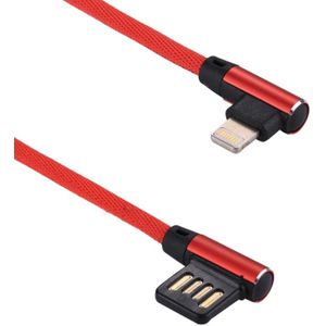 1m 2.4A Output USB to 8 Pin Double Elbow Design Nylon Weave Style Data Sync Charging Cable For iPhone X / iPhone 8 & 8 Plus / iPhone 7 & 7 Plus / iPhone 6 & 6s & 6 Plus & 6s Plus / iPhone 5 & 5S & SE & 5C / iPad (Red)