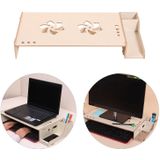 Elevated Wood Computer Monitor Stand Riser Laptop Shelf Desk Organizer with Keyboard Storage