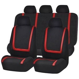 Universal Car Seat Cover Polyester Fabric Automobile Seat Covers Car Seat Cover Vehicle Seat Protector Interior Accessories 9pcs Set Red