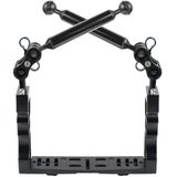 PULUZ Dual Handle Aluminium Tray Stabilizer with 2 x Dual Ball Aluminum Alloy Clamp & 2 x 7 inch Floating Arm for Underwater Camera Housings(Black)