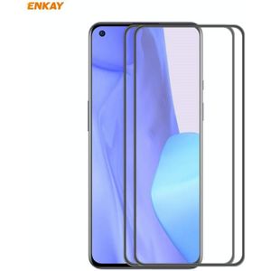 For OnePlus 9R 2 PCS ENKAY Hat-Prince Anti-drop Full Glue Tempered Glass Full Screen Film Anti-fall Protector