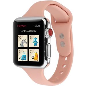 Voor Apple Watch 5 & 4 44mm / 3 & 2 & 1 42mm Thin Siliconen Dubbele Gesp vervangende polsband (Retro Rose)