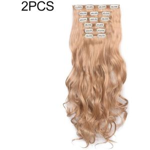 2 PCS 50cm 16 Card Long Curly Hair Wig Seamless Hair Extension Piece(17.27M613#)