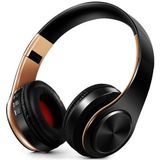 HIFI Stereo Wireless Bluetooth Headphone for Xiaomi iPhone Sumsamg Tablet  with Mic  Support SD Card & FM(Golden black)