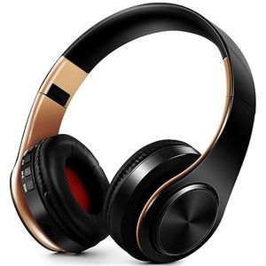 HIFI Stereo Wireless Bluetooth Headphone for Xiaomi iPhone Sumsamg Tablet  with Mic  Support SD Card & FM(Golden black)