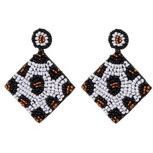 2 Pairs Handmade Beaded Rice Bead Earrings Female Retro Earrings(White E68688)